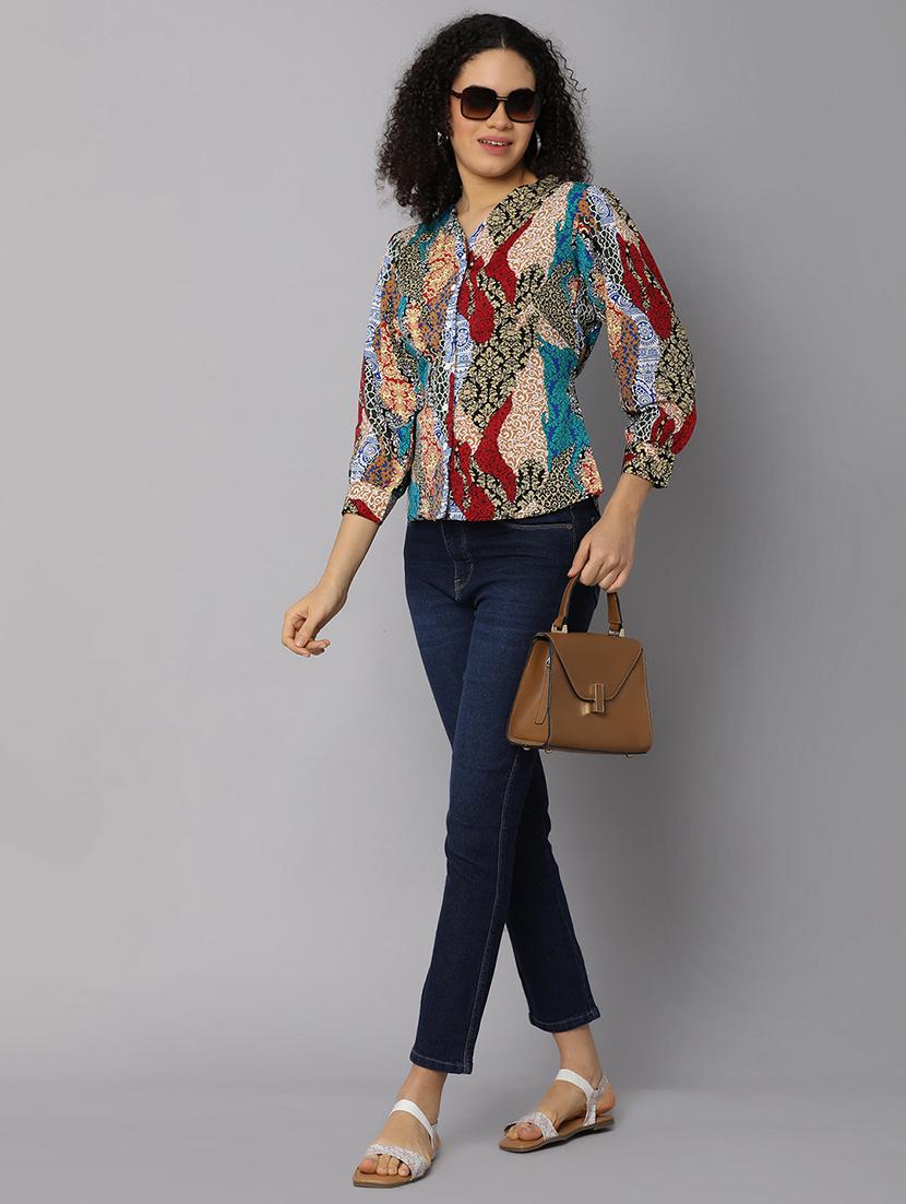 women multi colored polyester regular top - 21151484 - Standard Image - 4