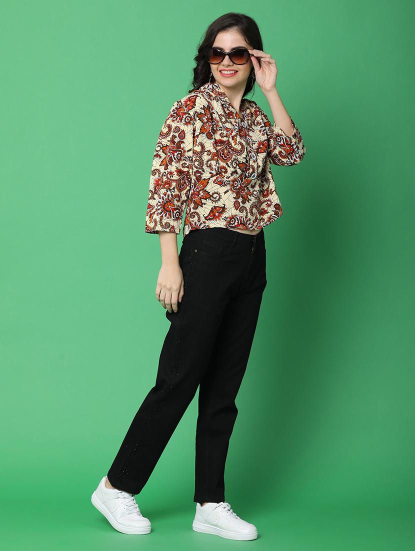 women cream polyester regular top - 21151485 -  Standard Image - 4