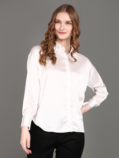 women solid collared long sleeves shirt - 21151488 -  Standard Image - 0