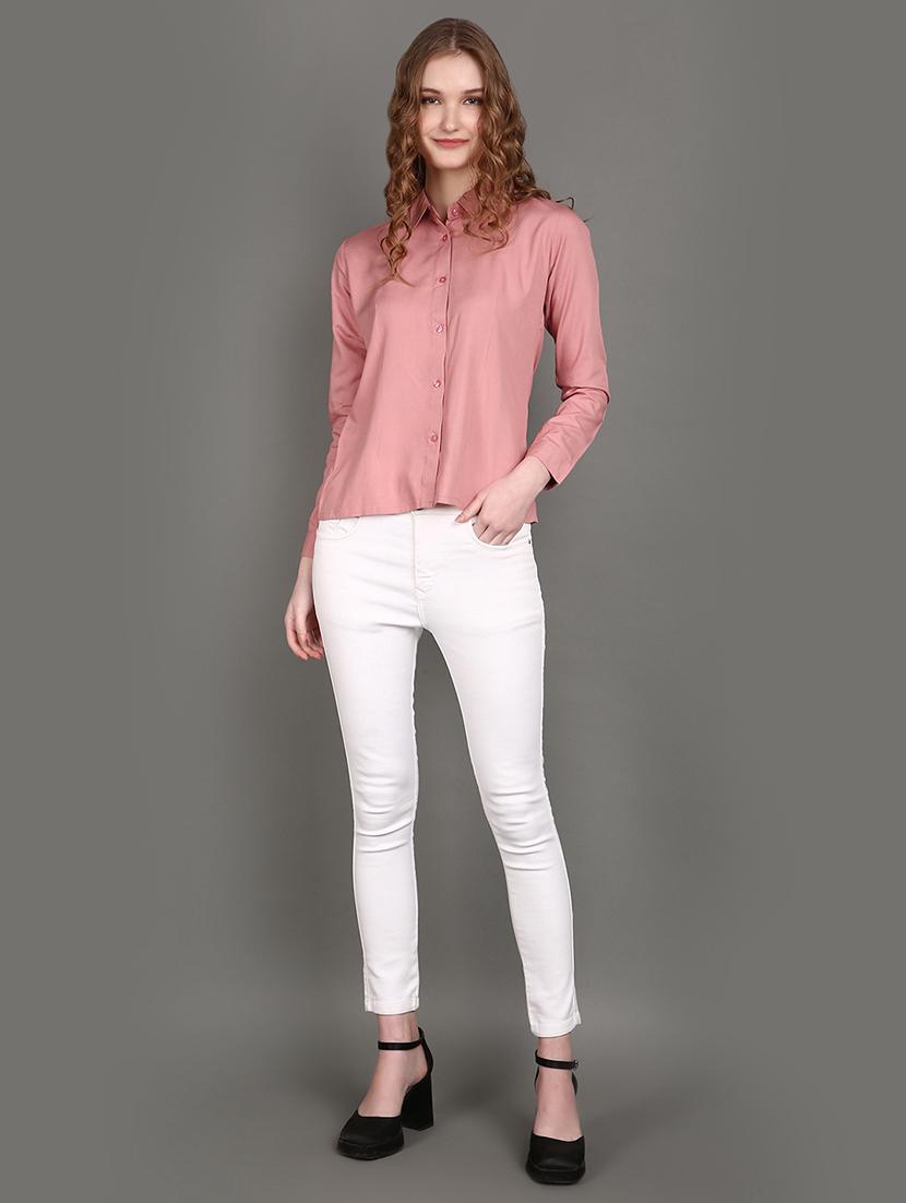 women pink rayon regular shirt - 21151693 - Standard Image - 4