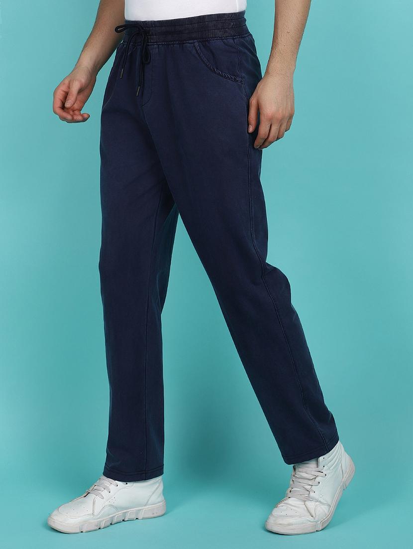 navy blue cotton full length track pant - 21151699 - Standard Image - 1