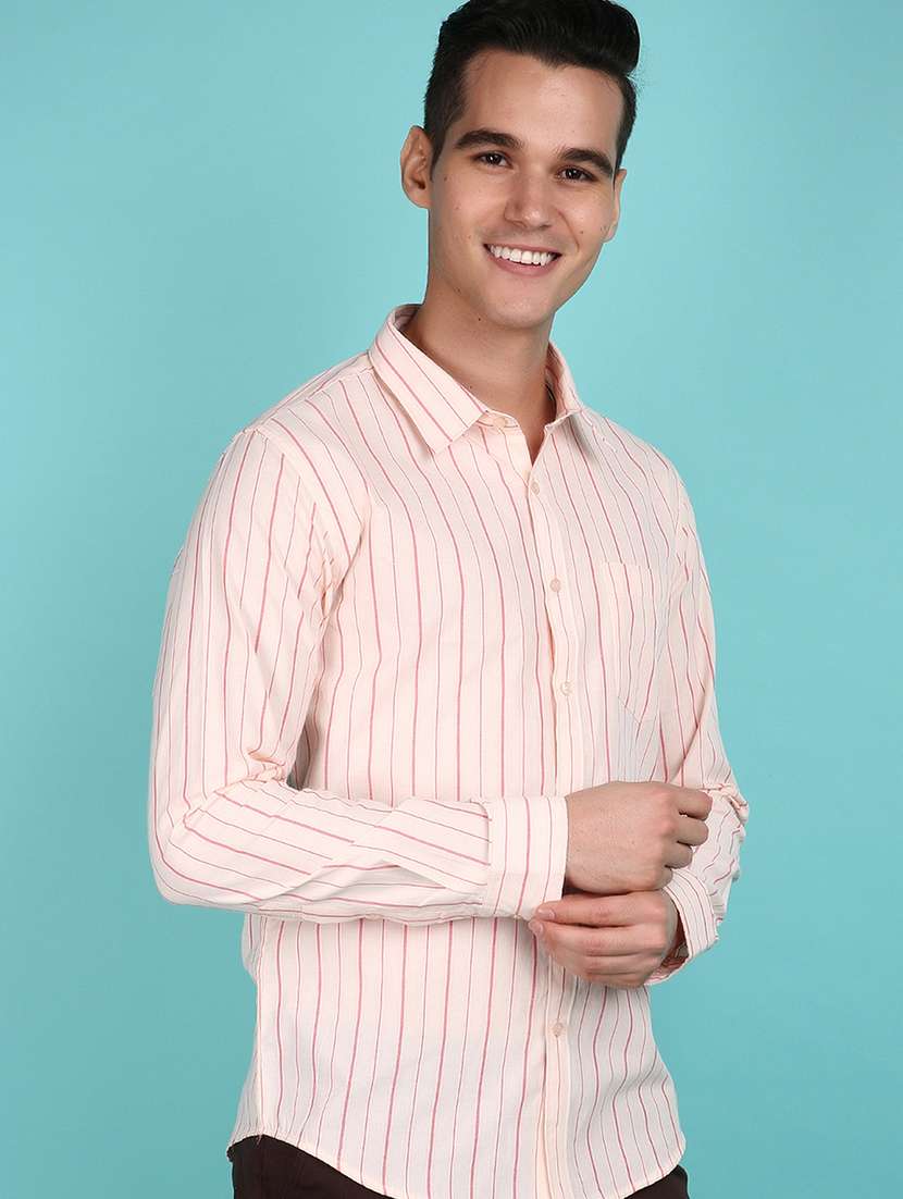 men stripes printed long sleeves casual shirt - 21151709 -  Standard Image - 1