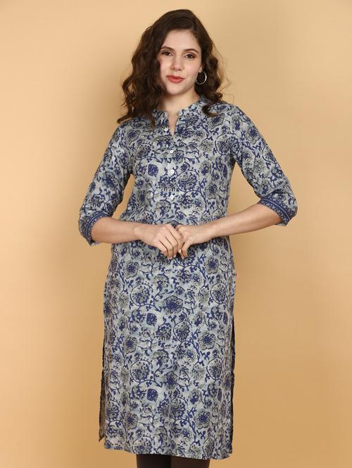 women three quarter sleeve straight kurta - 21151723 - Standard Image - 0