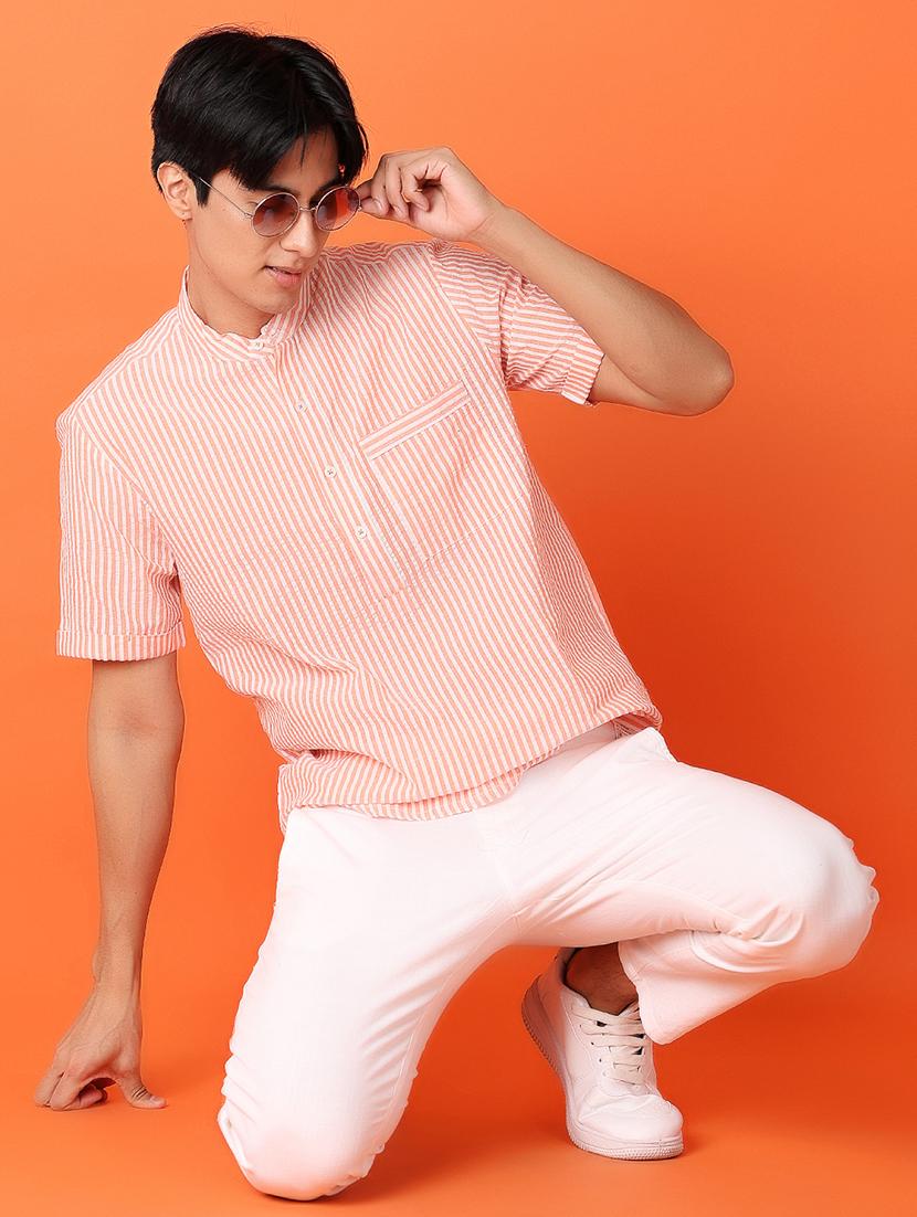 orange stripes casual shirt - 21151755 - Standard Image - 4