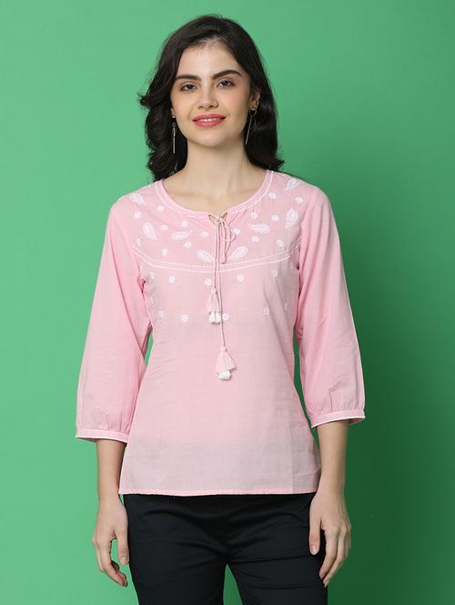 mauve cotton regular top - 21151761 -  Standard Image - 0