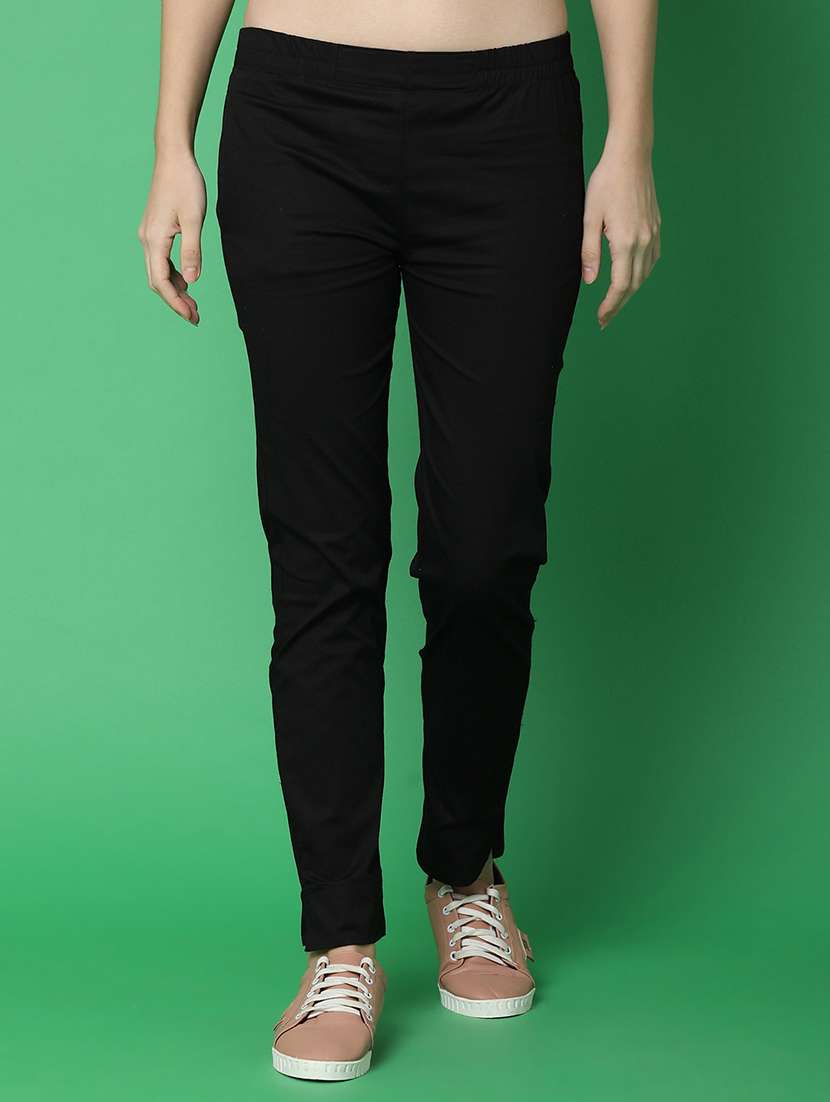 women black cotton cigarette pants 