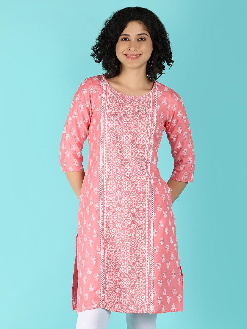 women three quarter sleeve straight kurta - 21151789 -  Zoom Image - 0