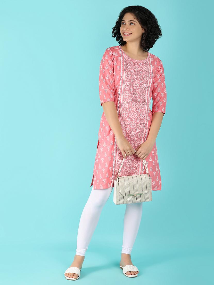 women three quarter sleeve straight kurta - 21151789 - Standard Image - 4