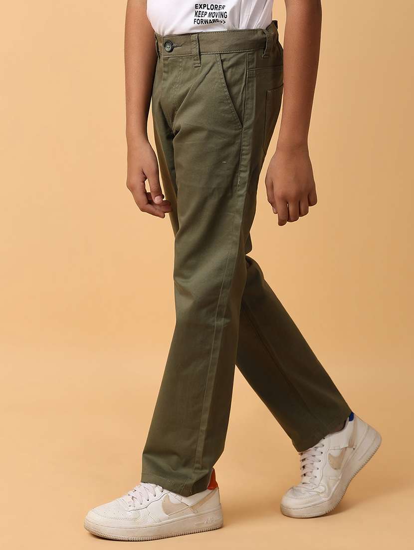 boys mid-rise solid casual chinos - 21151841 -  Standard Image - 1