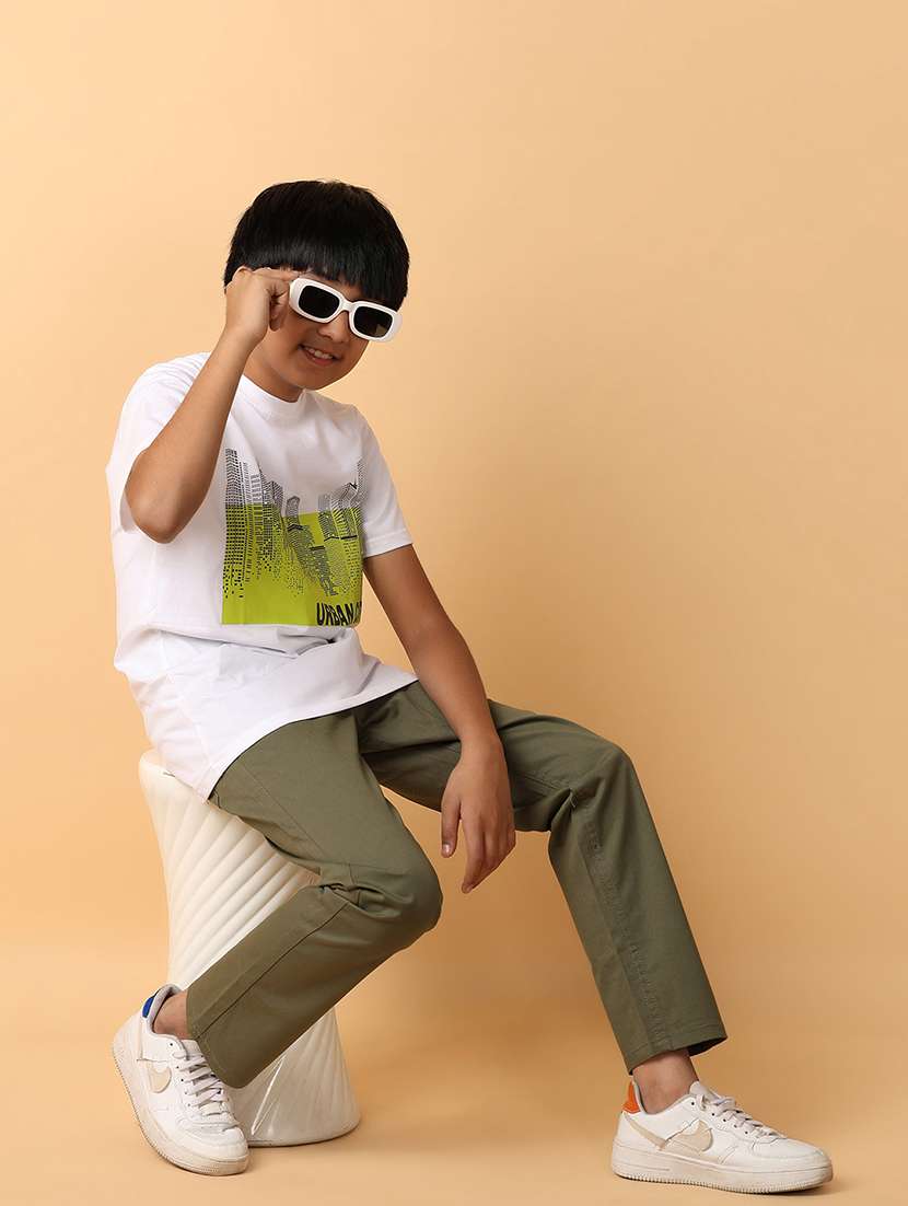 boys mid-rise solid casual chinos - 21151841 -  Standard Image - 4