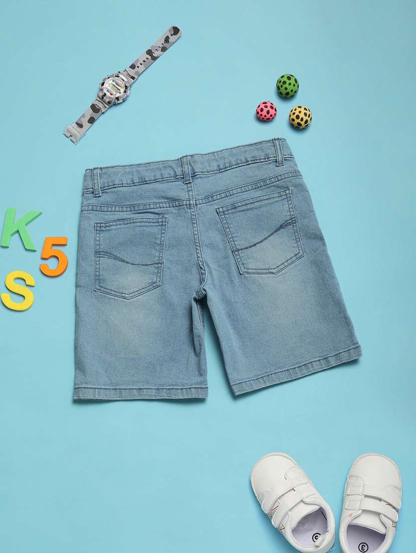boys blue solid shorts - 21151860 -  Standard Image - 1