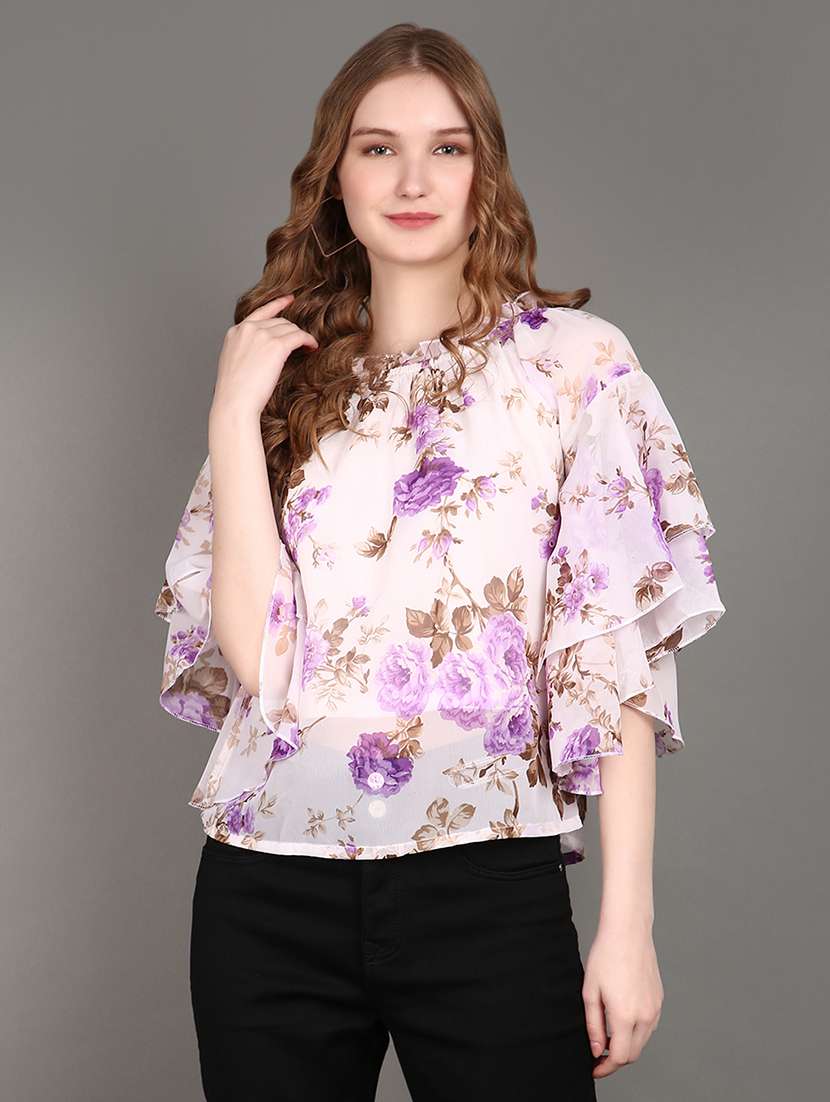 women printed bell sleeves top