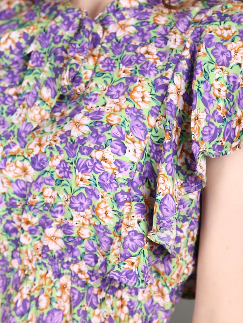 purple cotton fit & flare dress - 21151886 -  Standard Image - 4