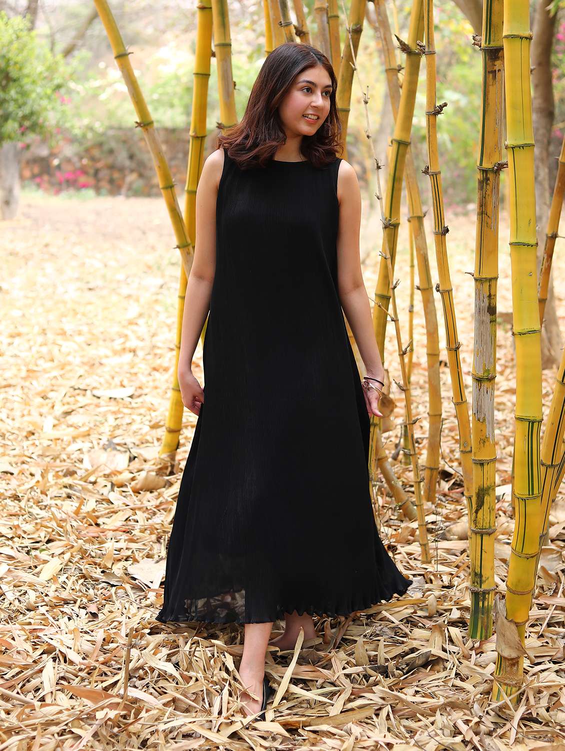 women solid sleeveless flare dress - 21152599 -  Standard Image - 1