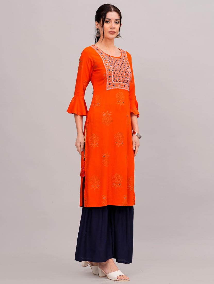 women orange kurta sharara set - 21152657 - Standard Image - 1