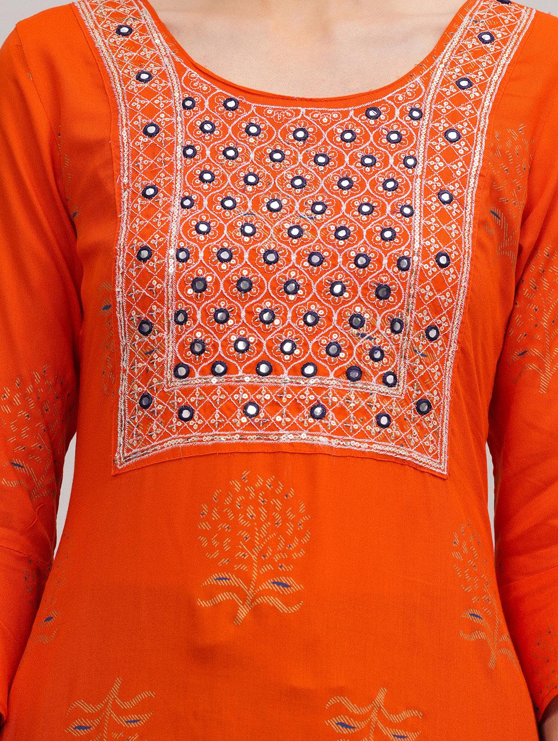 women orange kurta sharara set - 21152657 - Standard Image - 4