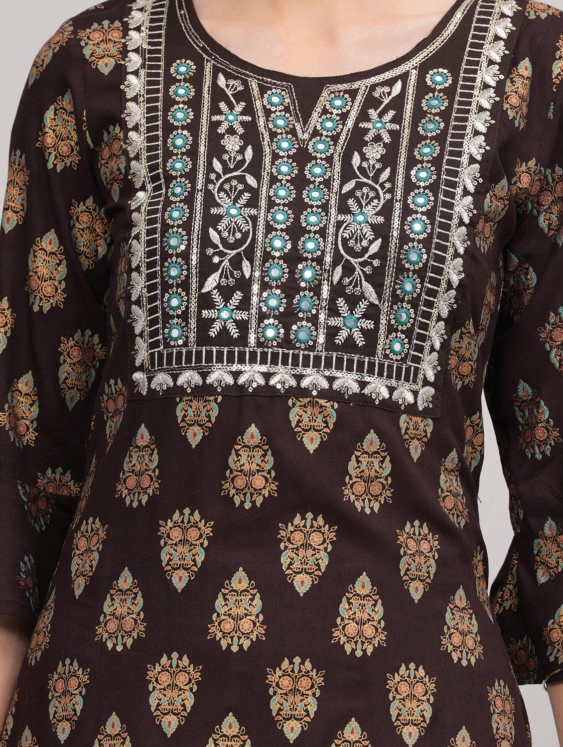 women brown kurta sharara set - 21152661 - Standard Image - 4