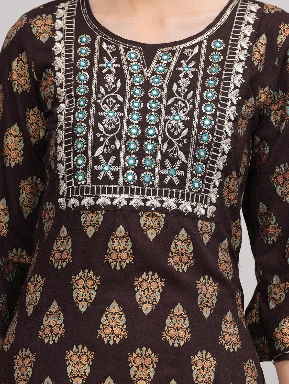 women brown kurta palazzo set set - 21152662 - Standard Image - 4