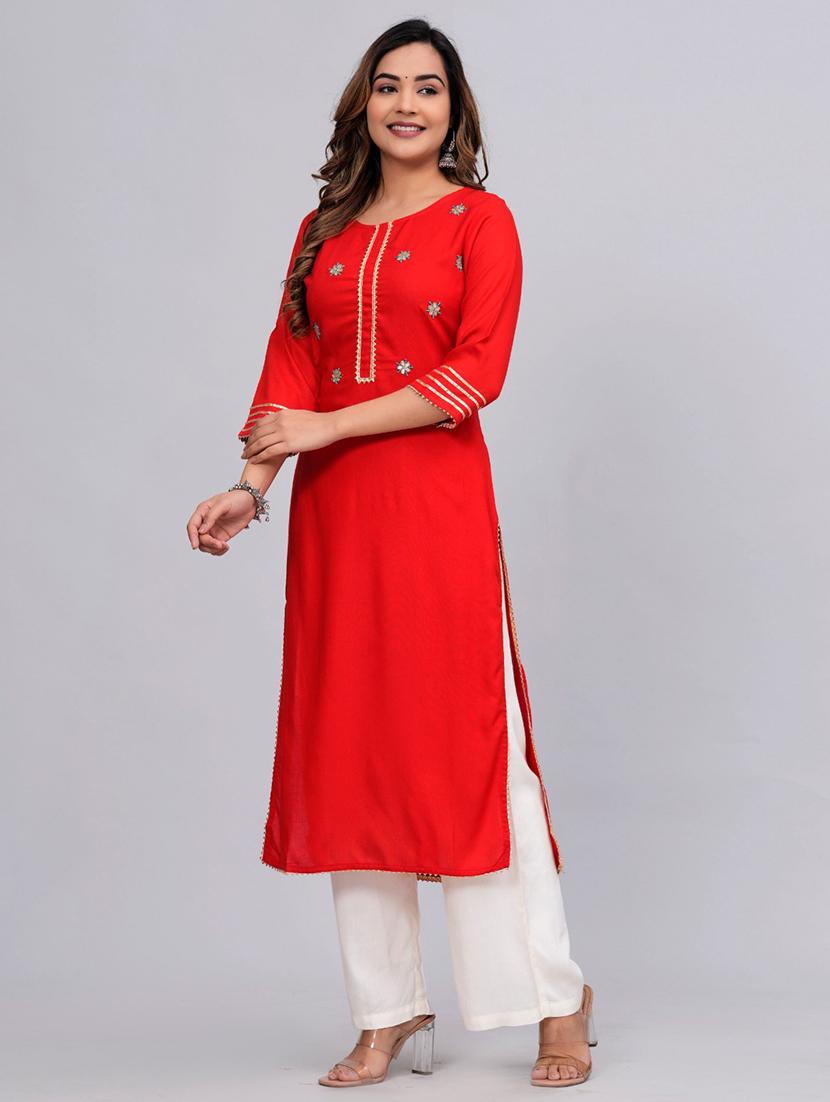 women round neck kurta palazzo set - 21152668 - Standard Image - 1