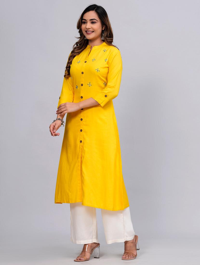 women mandarin neck kurta palazzo set - 21152676 - Standard Image - 1