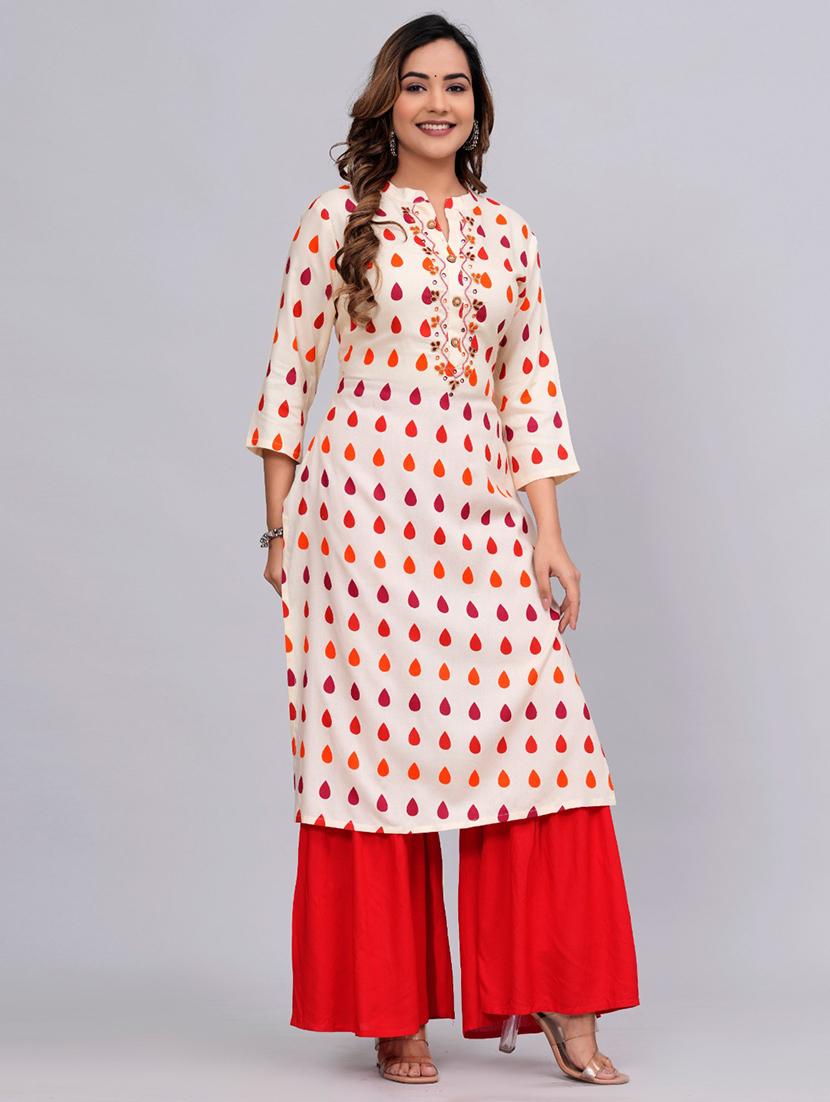 women mandarin neck kurta sharara set - 21152679 - Standard Image - 1