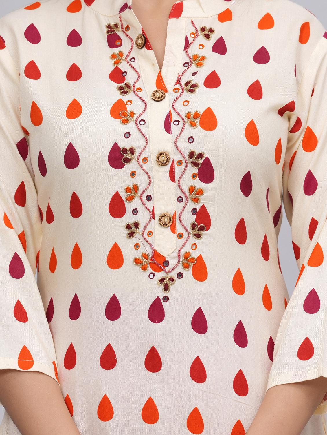 women mandarin neck kurta sharara set - 21152679 - Standard Image - 4