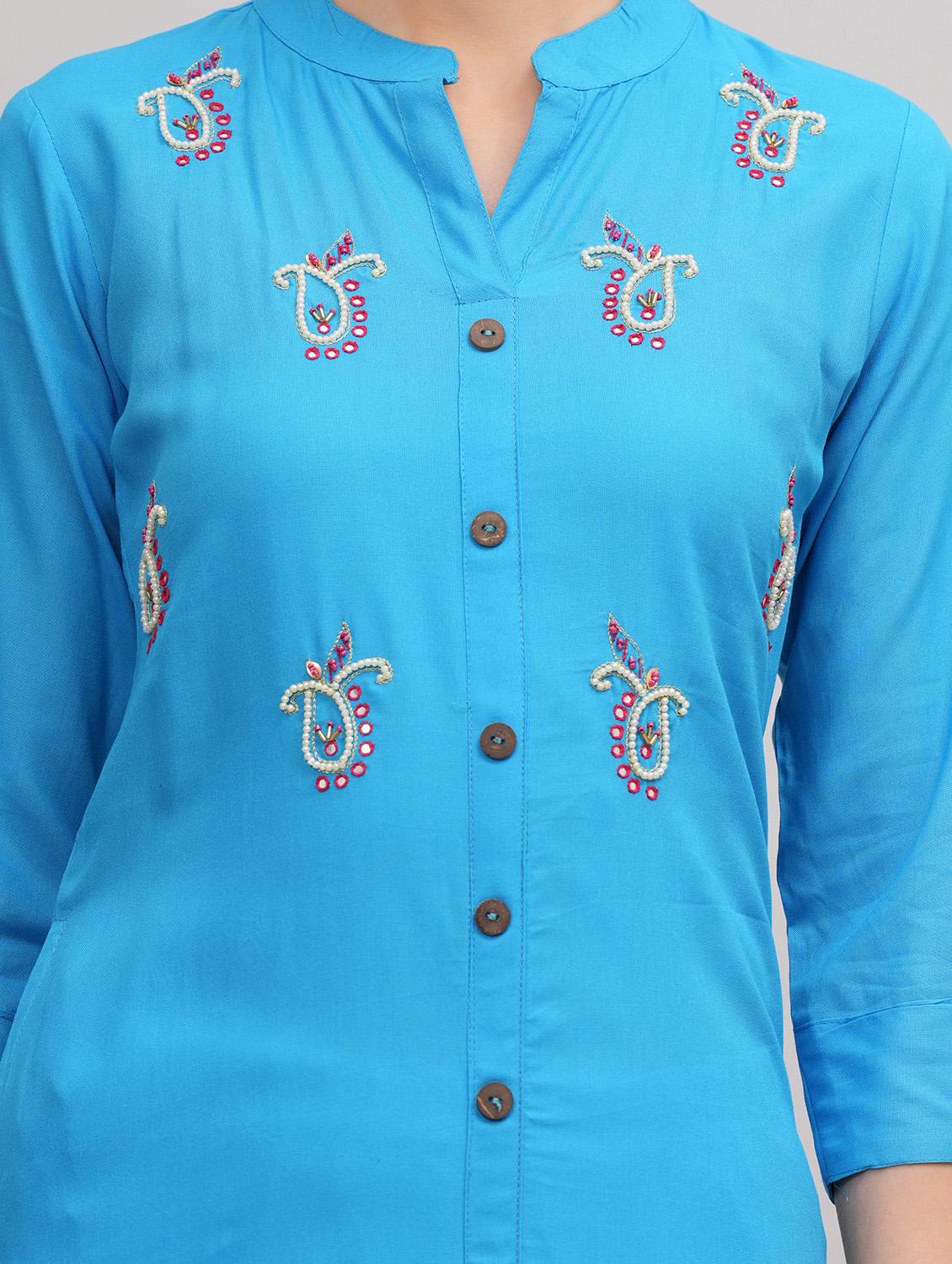 women mandarin neck kurta palazzo set with dupatta - 21152688 - Standard Image - 4