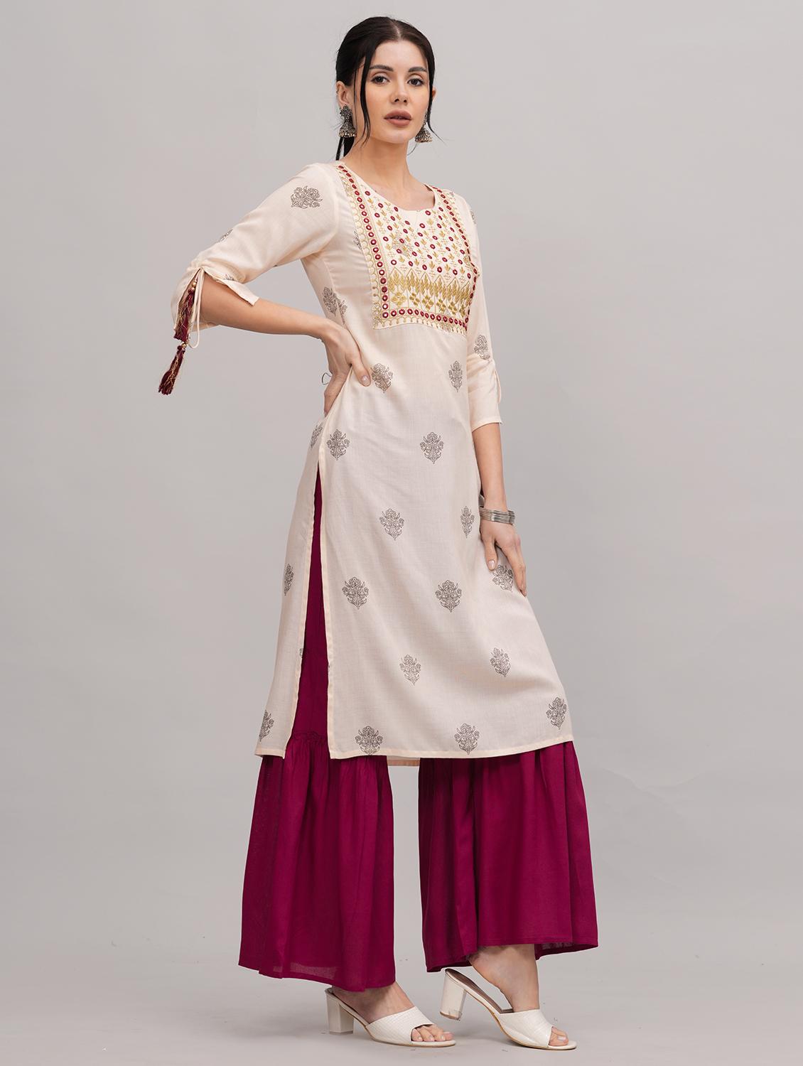 women kurta sharara set with dupatta - 21152695 -  Standard Image - 1
