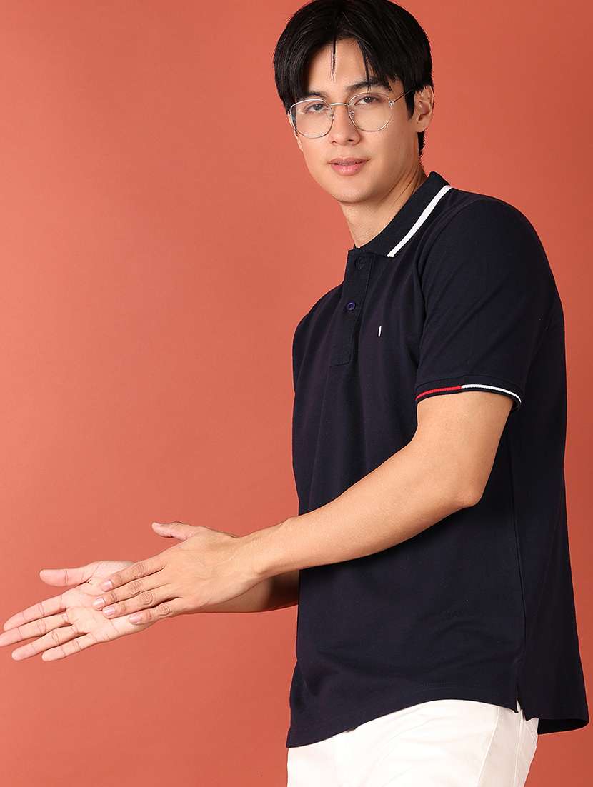 men solid polo neck t-shirt - 21152967 -  Standard Image - 1