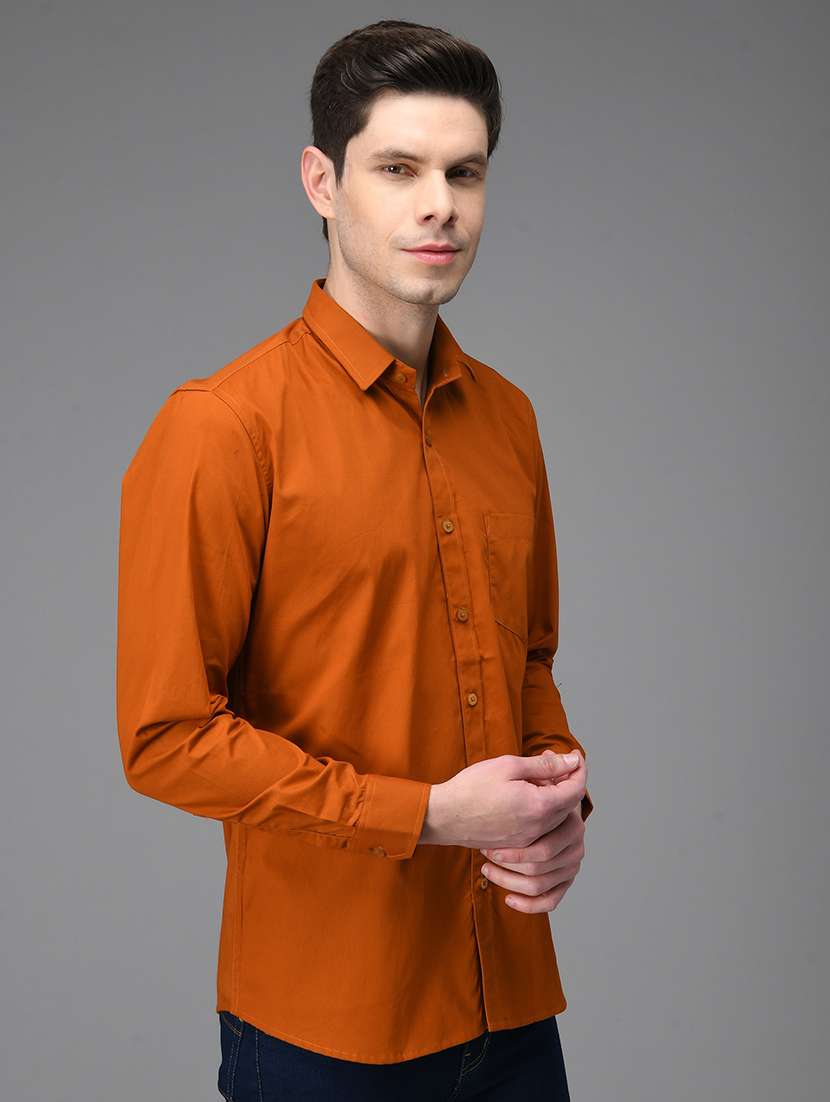mustard cotton casual shirt - 21153338 -  Standard Image - 1