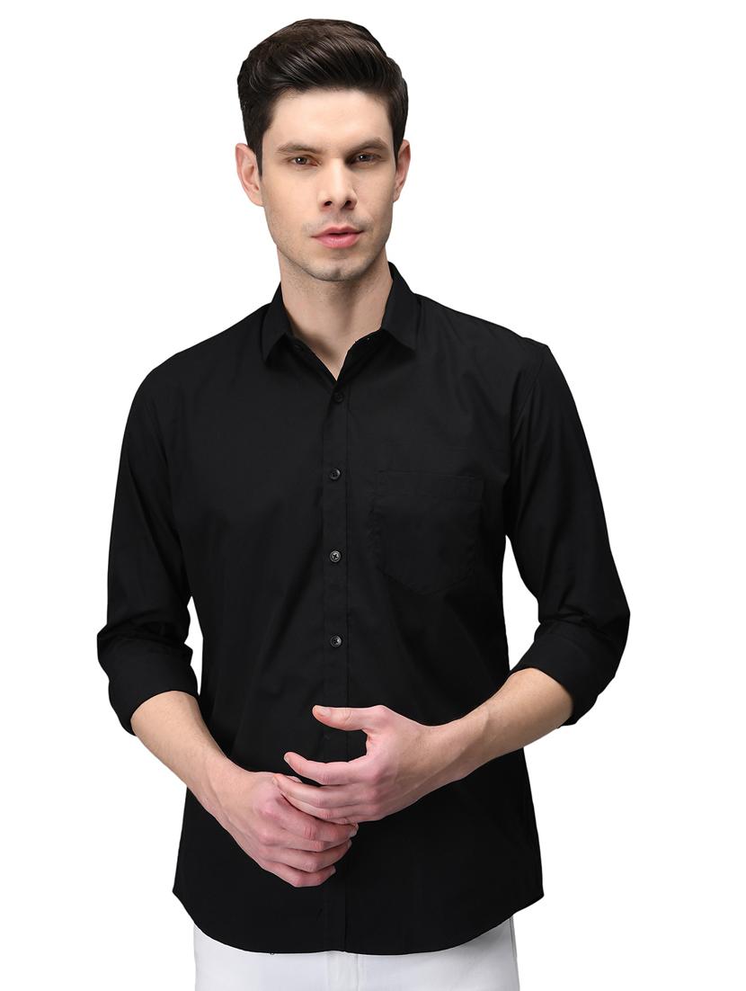 black cotton casual shirt - 21153388 - Standard Image - 1