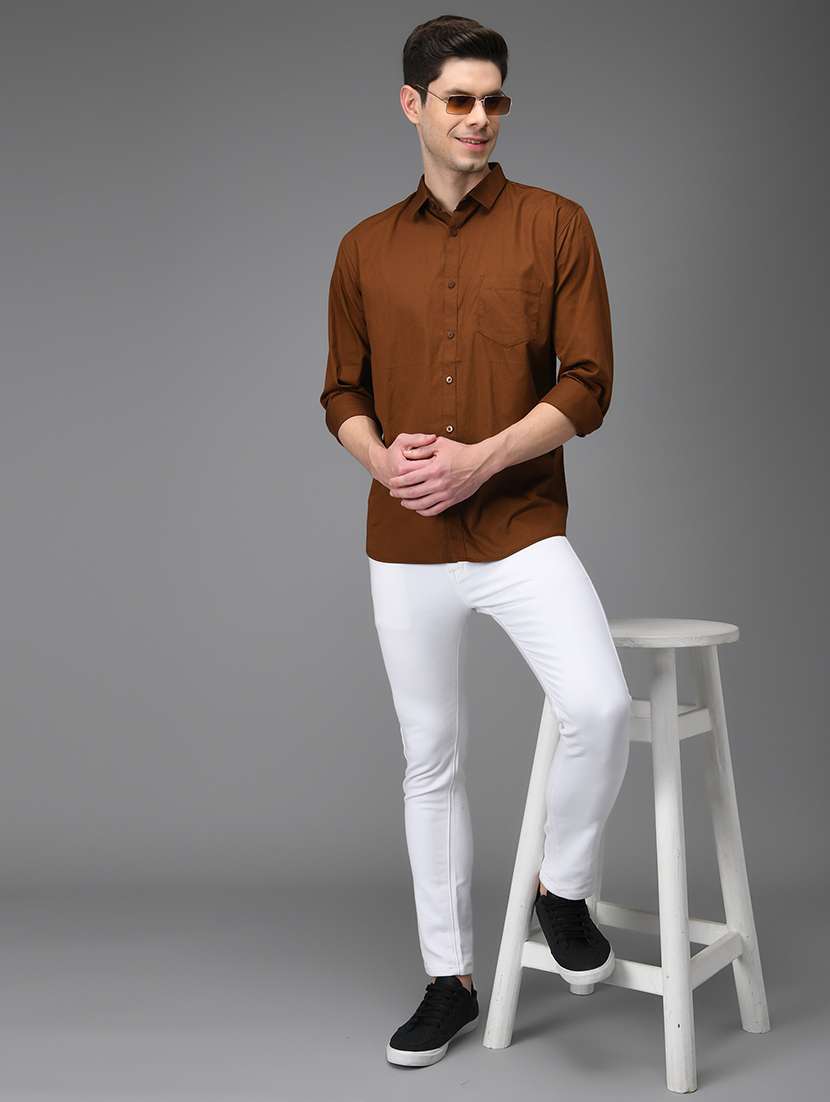 men solid cotton casual shirt - 21153401 -  Standard Image - 4