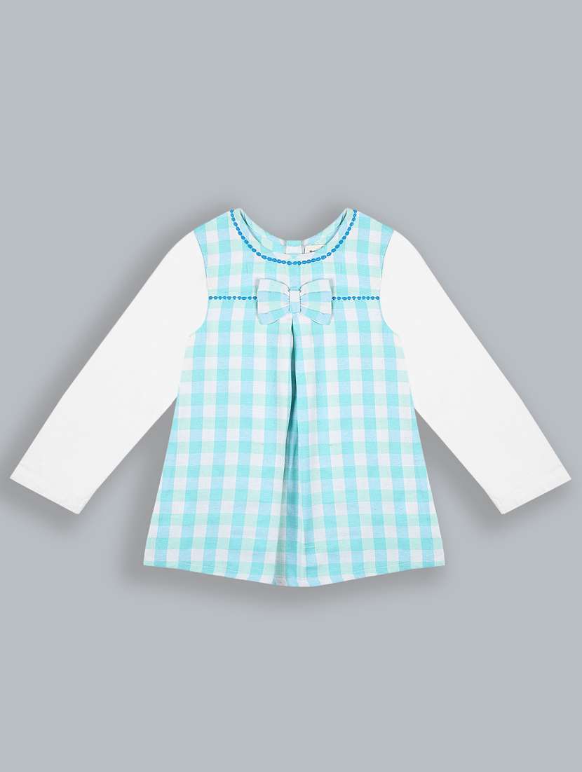 women checkered long sleeves frock