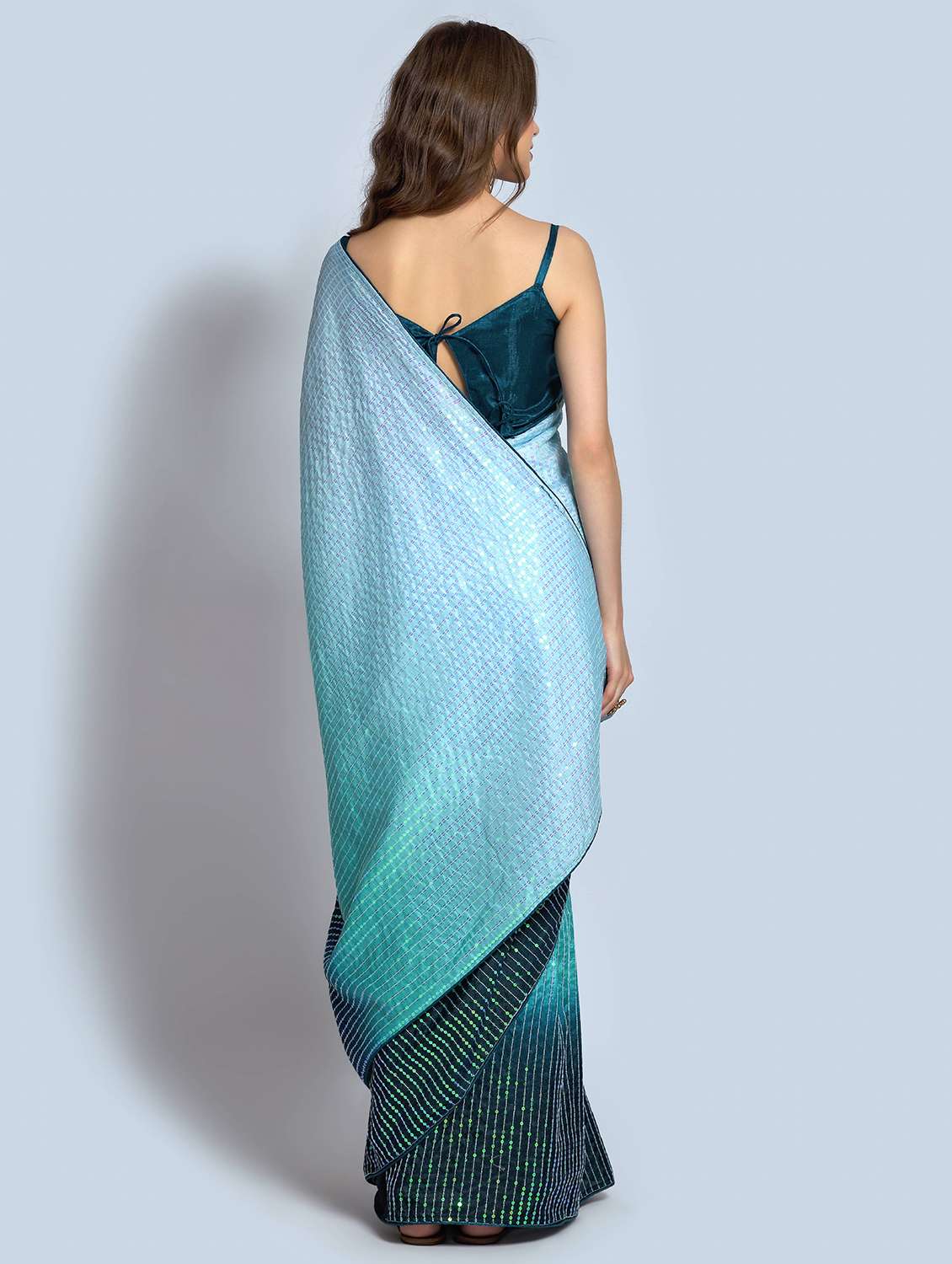 women blue sequin work saree with blouse - 21153440 - Standard Image - 1