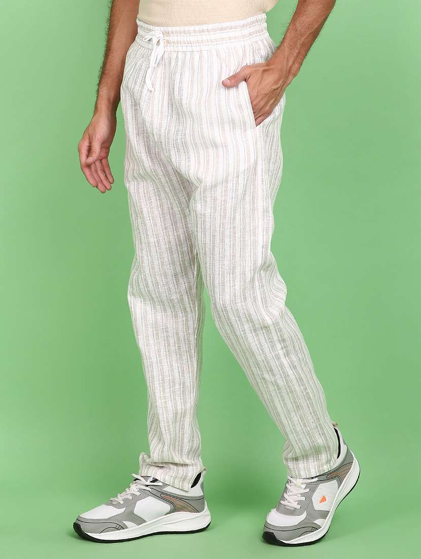 white cotton full length track pant - 21153456 -  Standard Image - 1