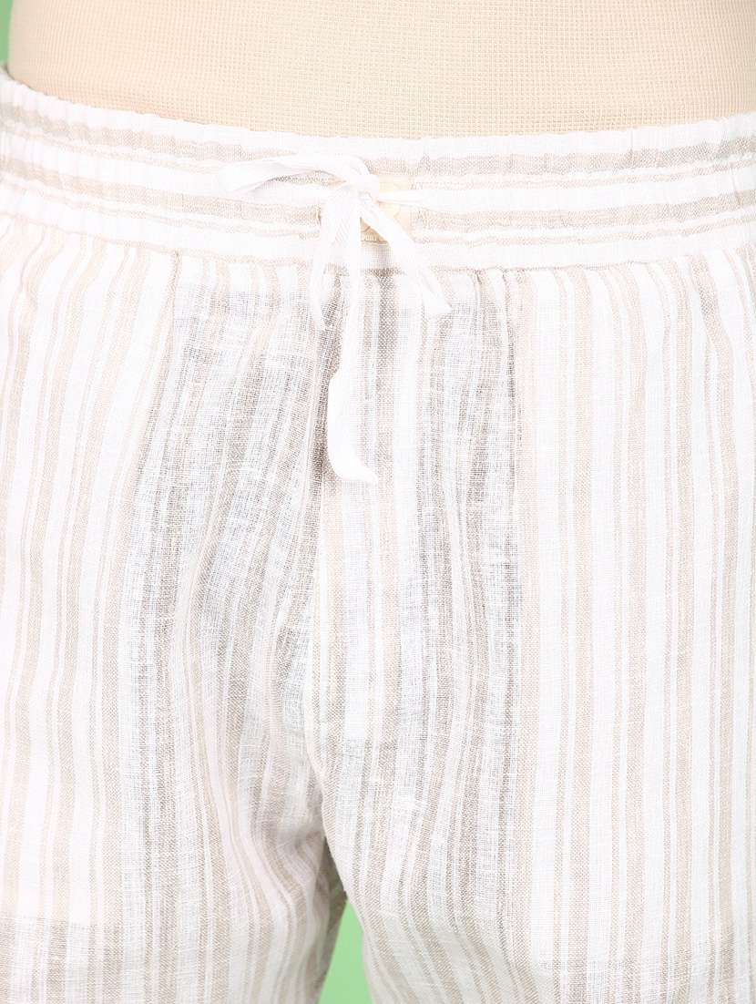 white cotton full length track pant - 21153456 -  Standard Image - 4