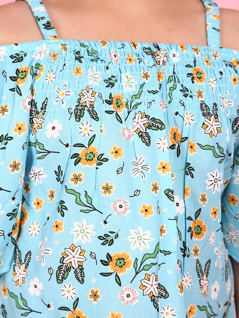 girls light blue floral printed top - 21153470 -  Standard Image - 6