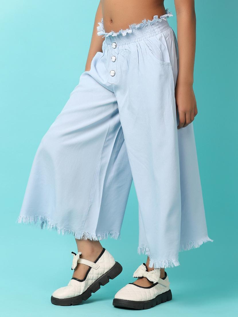 girls light blue solid palazzo - 21153542 -  Standard Image - 1