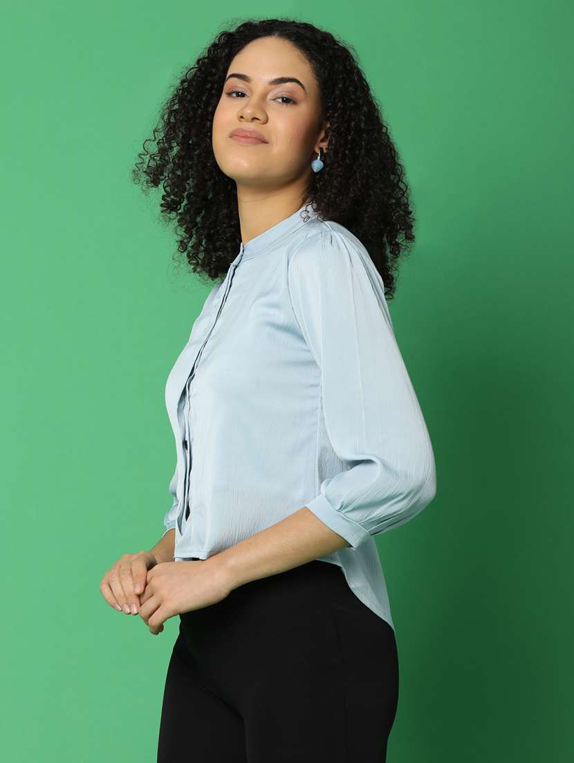blue satin regular top - 21153571 - Standard Image - 1