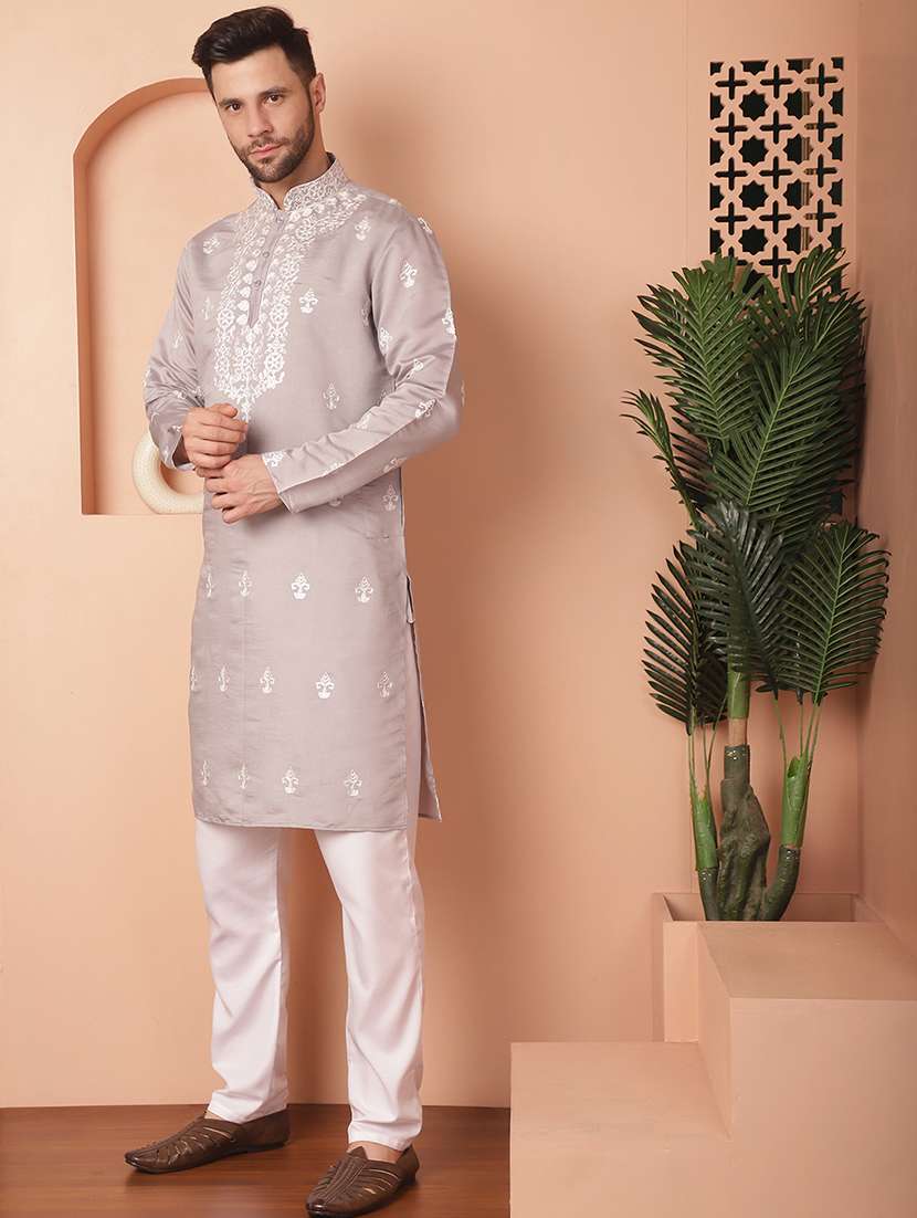 men embroidered kurta pyjama set - 21154098 -  Standard Image - 1