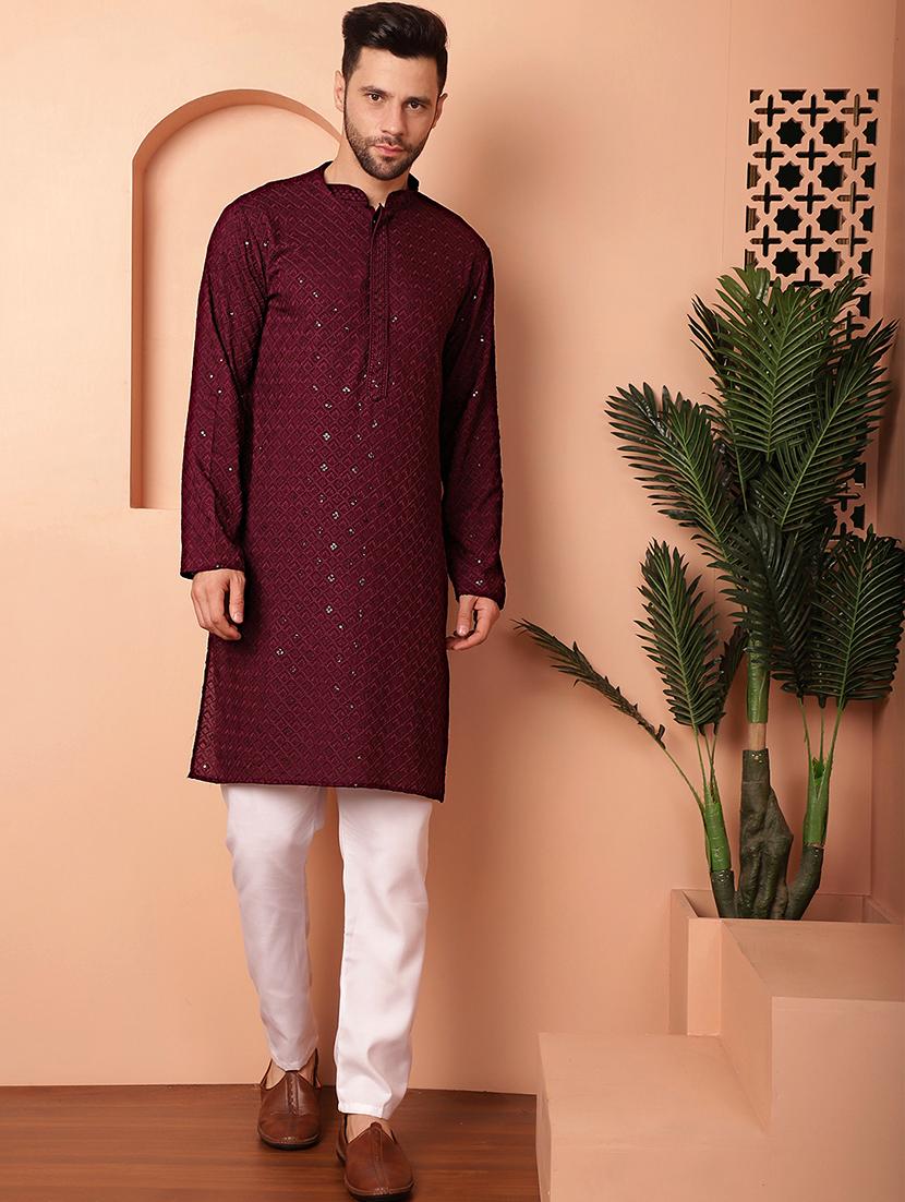 purple embroidered kurta pyjama set - 21154106 - Zoom Image - 0