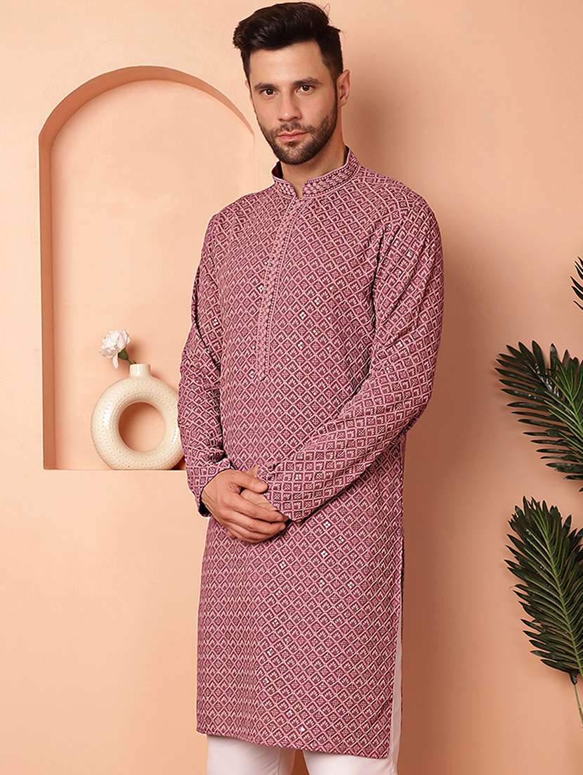 men embroidered kurta pyjama set - 21154133 -  Standard Image - 1