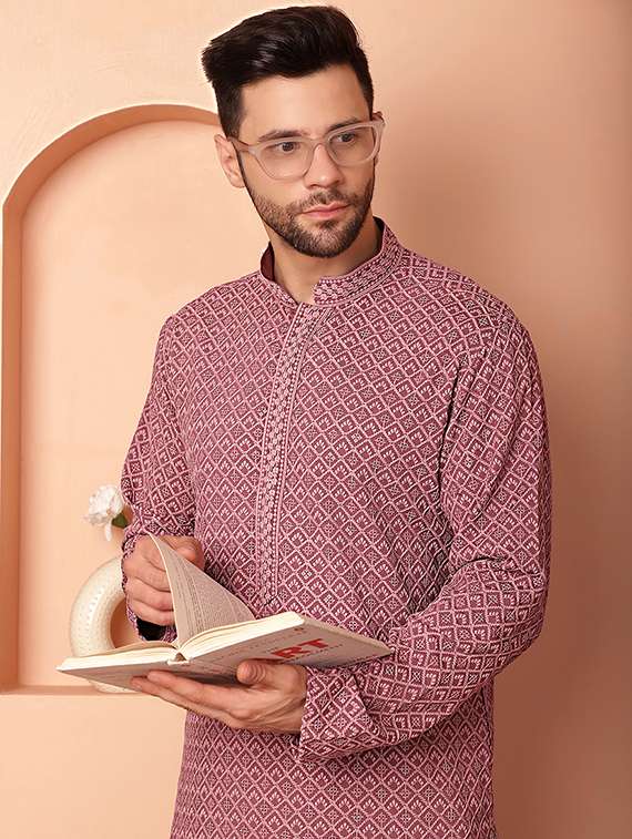 men embroidered kurta pyjama set - 21154133 -  Standard Image - 4