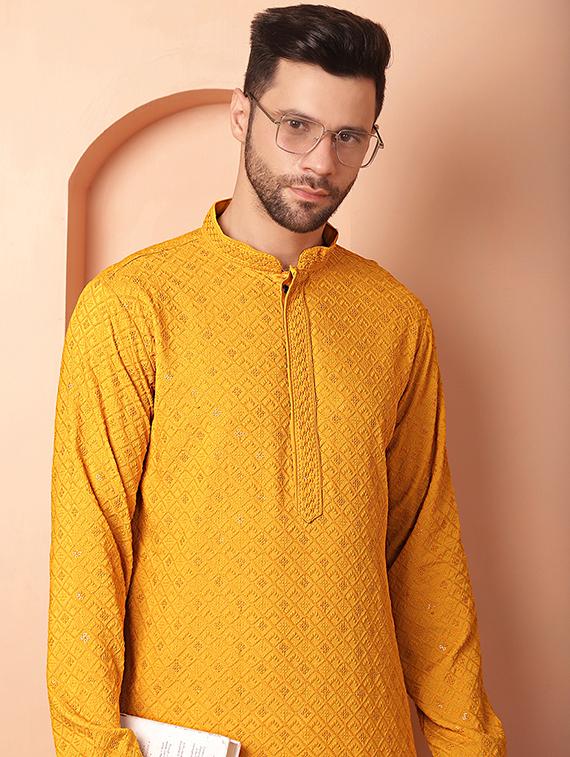men embroidered kurta pyjama set - 21154134 - Standard Image - 4