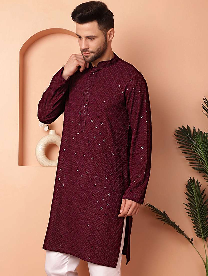 men embroidered kurta pyjama set - 21154136 -  Standard Image - 1
