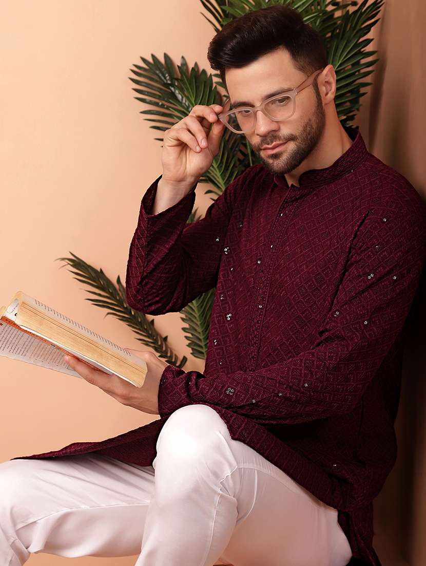 men embroidered kurta pyjama set - 21154136 -  Standard Image - 4