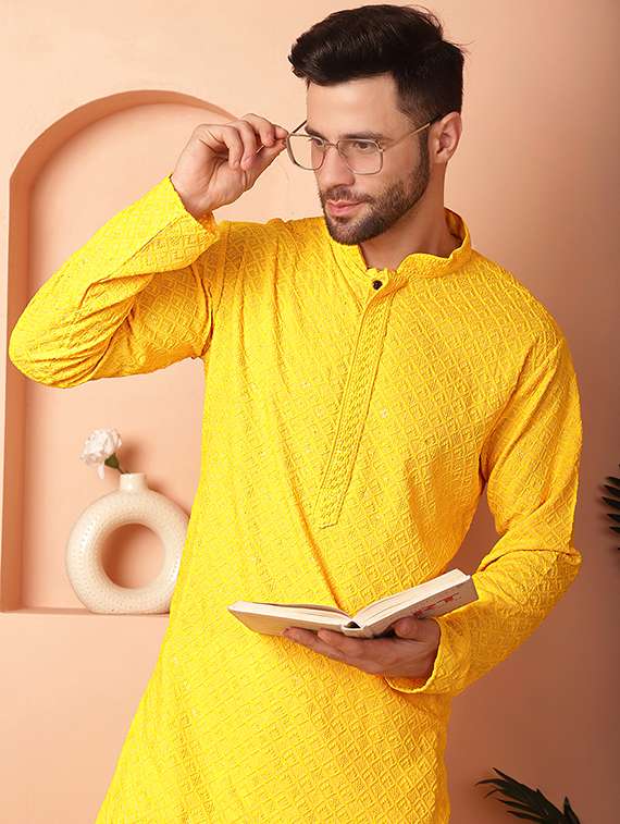 men embroidered kurta pyjama set - 21154137 -  Standard Image - 4