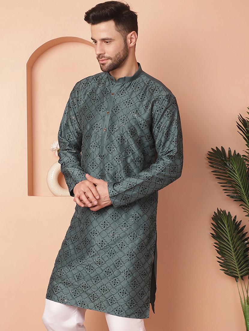 men embroidered kurta pyjama set - 21154151 - Standard Image - 1