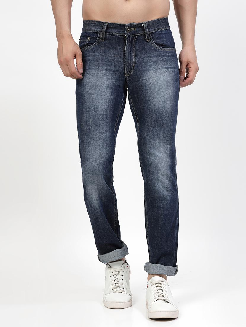 solid blue cotton blend jeans - 21154393 -  Zoom Image - 0