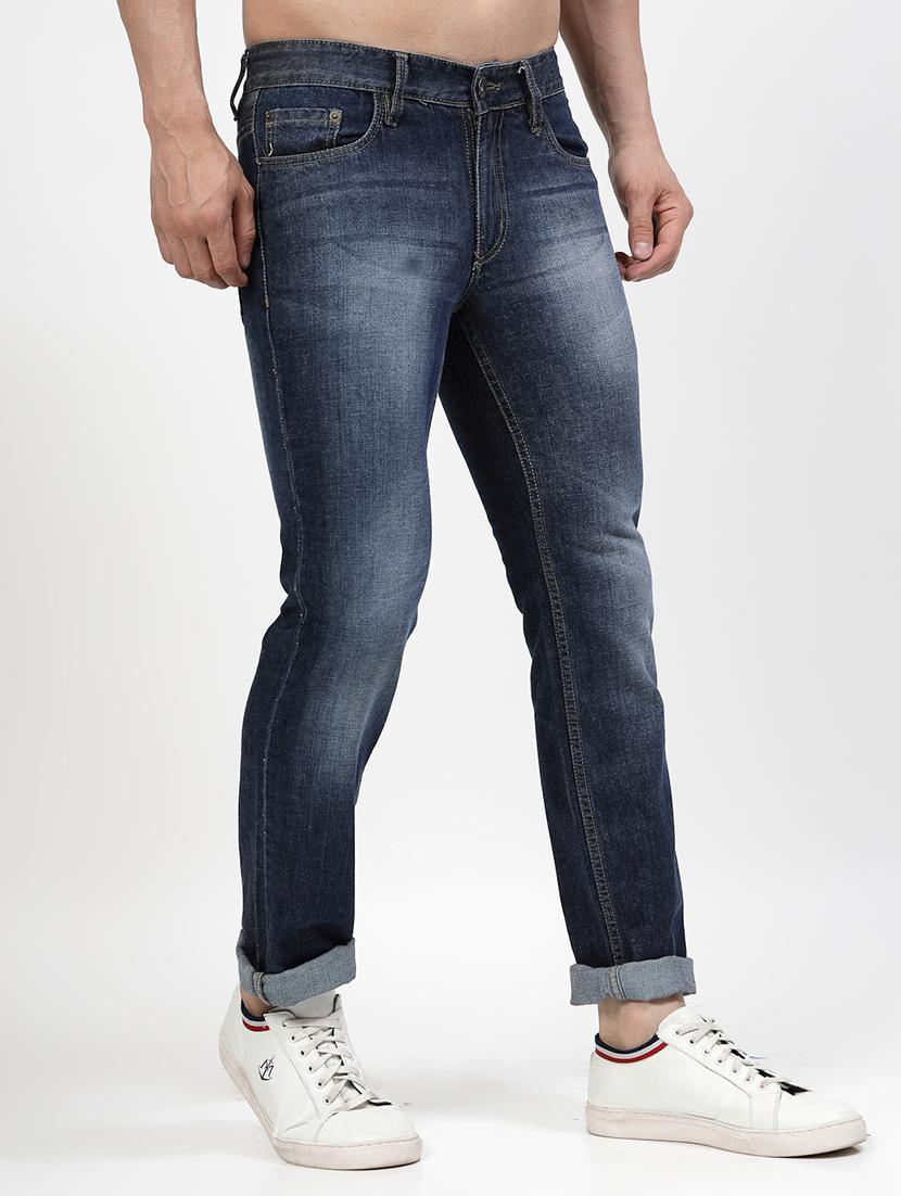 solid blue cotton blend jeans - 21154393 -  Standard Image - 1